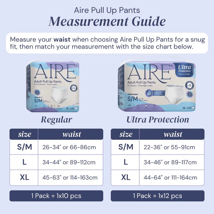 AIRE Pull Up Pants Measurement Guides